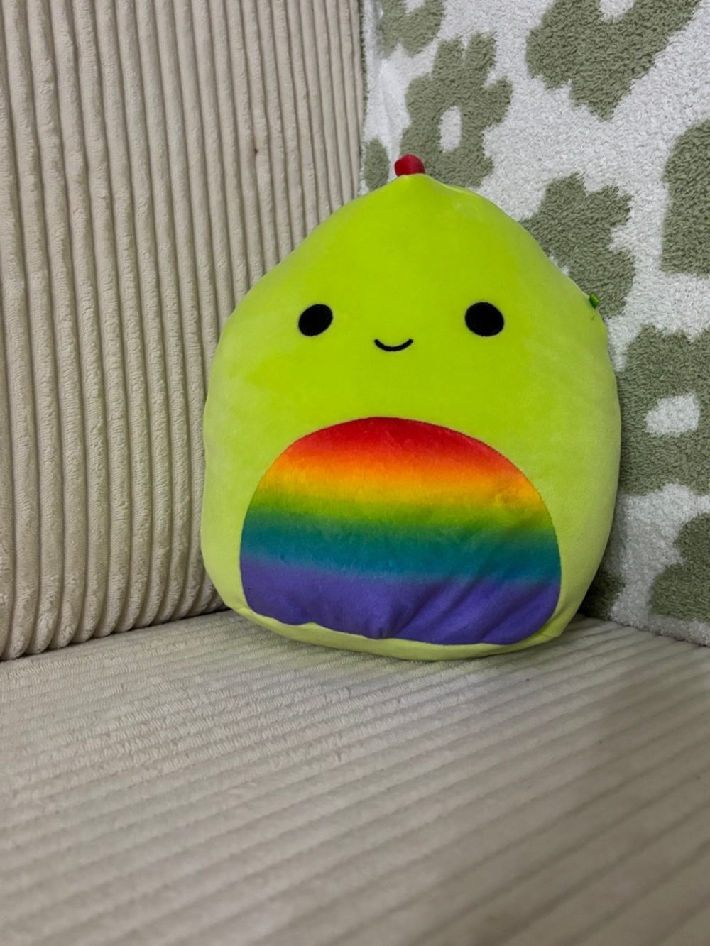 Neon Green Rainbow Plush Pillow